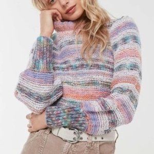 Urban Outfitters Carol Space Dye Pullover Sweater Puff Sleeve Size L